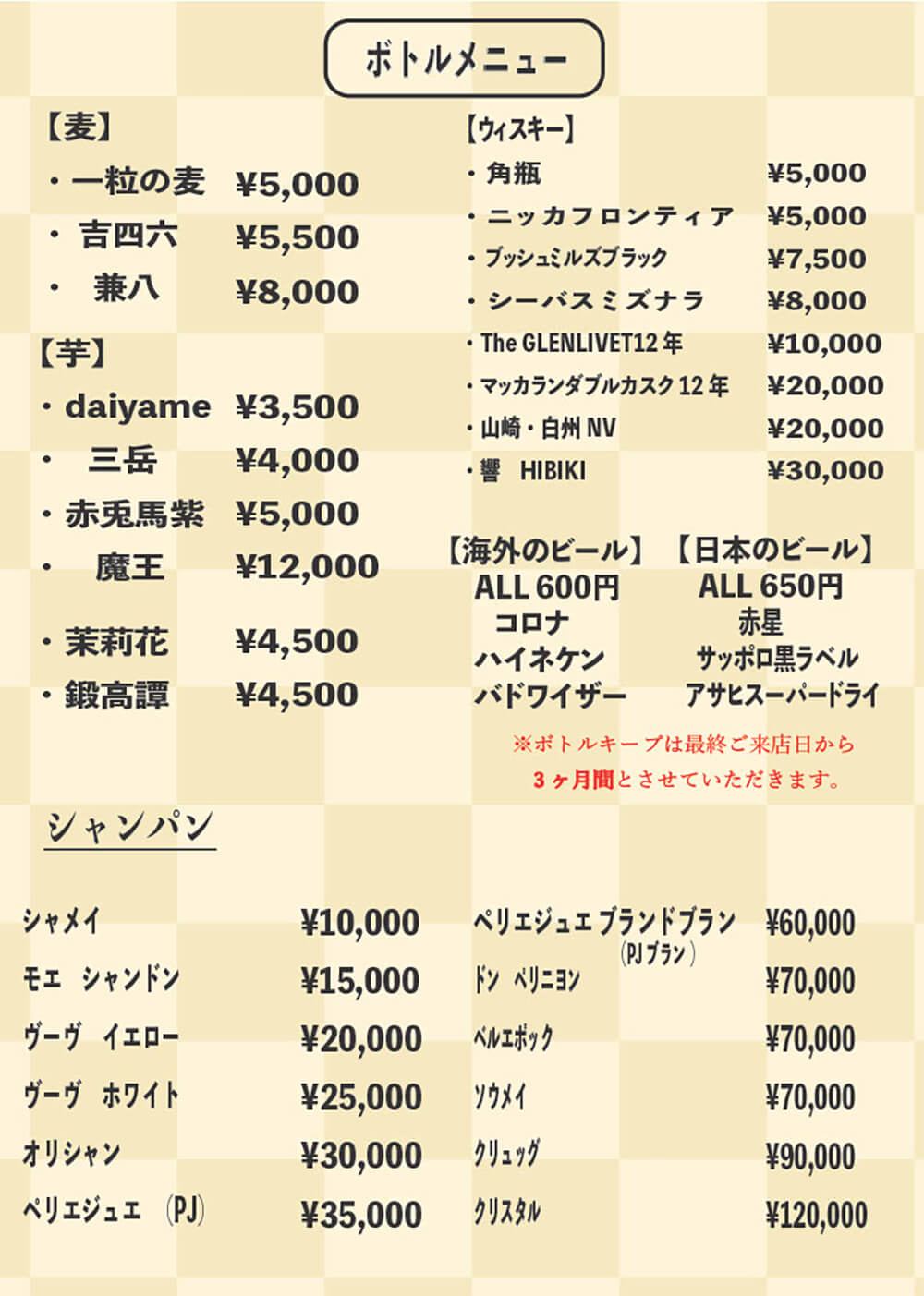 ドリンクメニュー